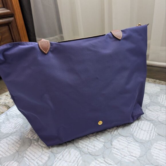LONGCHAMP Le Pliage Original Large Tote Black Nylon Travel Should Purple - Picture 11 of 16